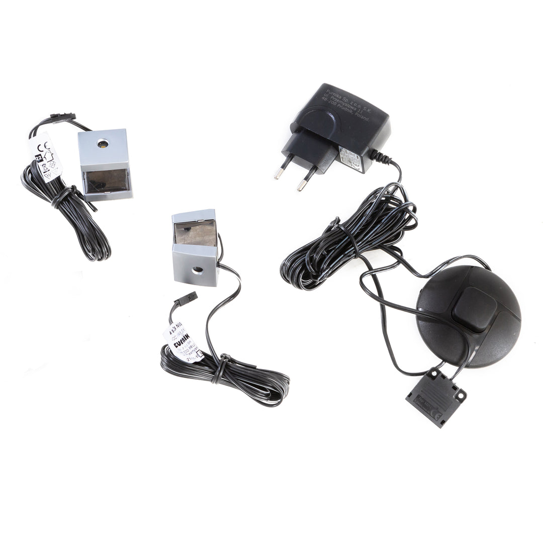 Bohol Narrow Display Cabinet inc. 2x LED Lights in Riviera Oak/White