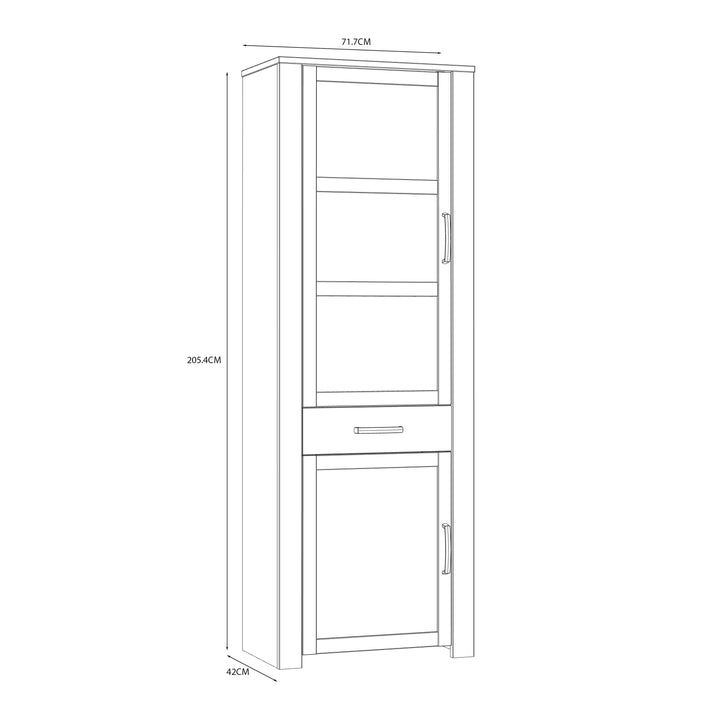 Bohol Narrow Display Cabinet inc. 2x LED Lights in Riviera Oak/White