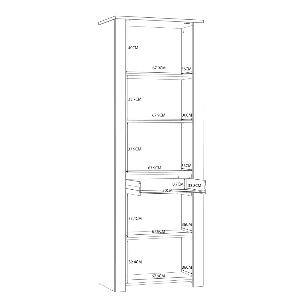 Bohol Narrow Display Cabinet inc. 2x LED Lights in Riviera Oak/White