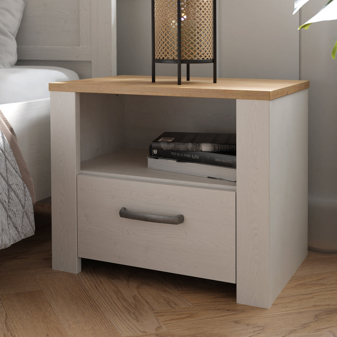 Bohol 1 Drawer Bedside I n Navy Oak