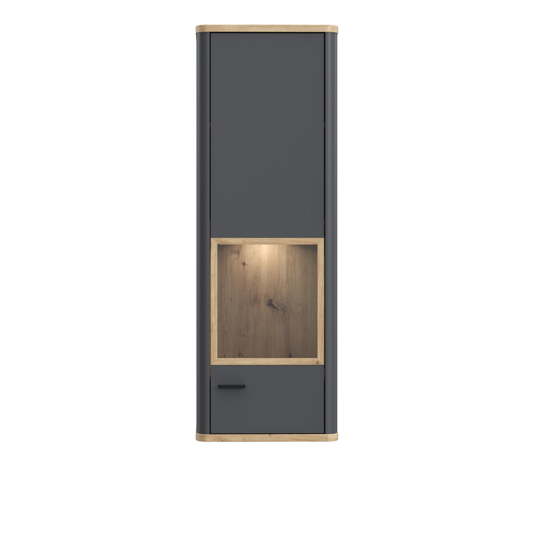 Klara Display Cabinet with 1 Glass Door in Grey and Oak inc LED Lighting