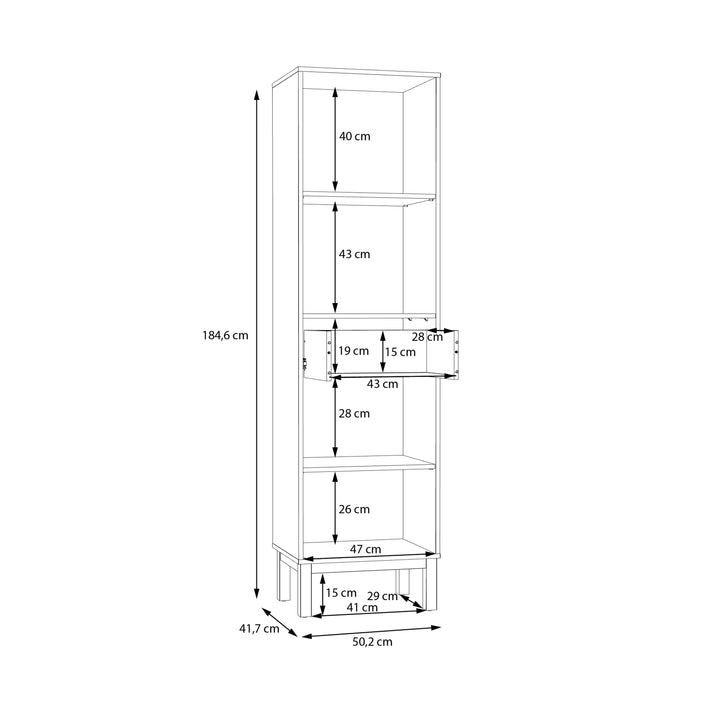 Wensley Display Cabinet with 1 Door 1 Drawer and  1 Glass Door in Light Grey and Oak inc LED Lighting