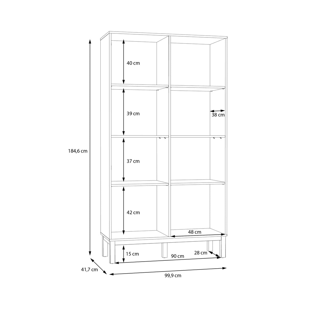 Wensley Display Cabinet with 1 Door and  1 Glass Door in Light Grey and Oak inc LED Lighting