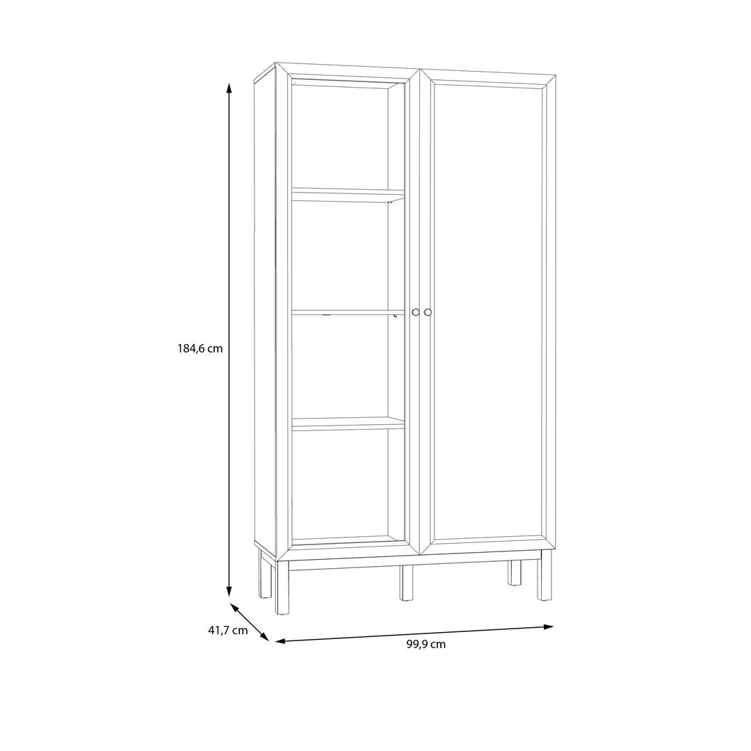 Wensley Display Cabinet with 1 Door and  1 Glass Door in Light Grey and Oak inc LED Lighting