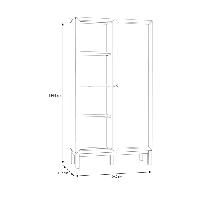 Wensley Display Cabinet with 1 Door and  1 Glass Door in Light Grey and Oak inc LED Lighting
