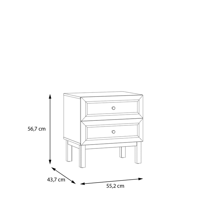 Wensley 2 Drawer Bedside Chest in Light Grey and Oak