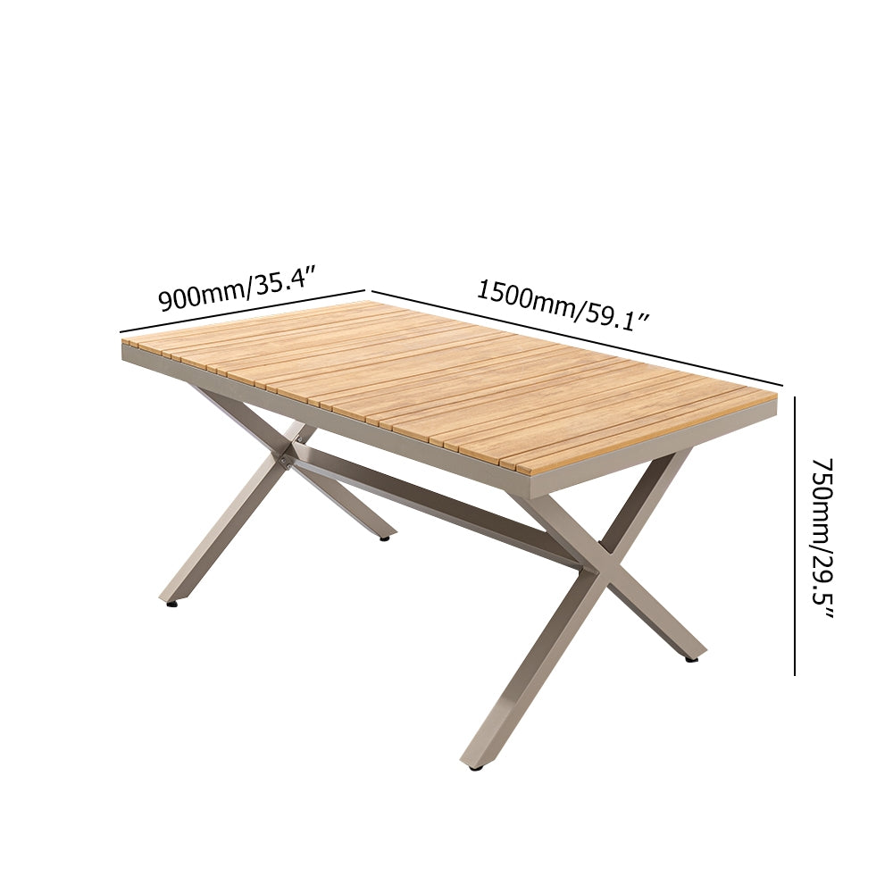 7 Pieces Outdoor Dining Set Trestle Table and 6 Woven Rattan Armchair