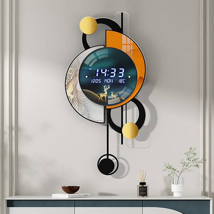 Glory Digital Wall Clock with LED Display 670mm