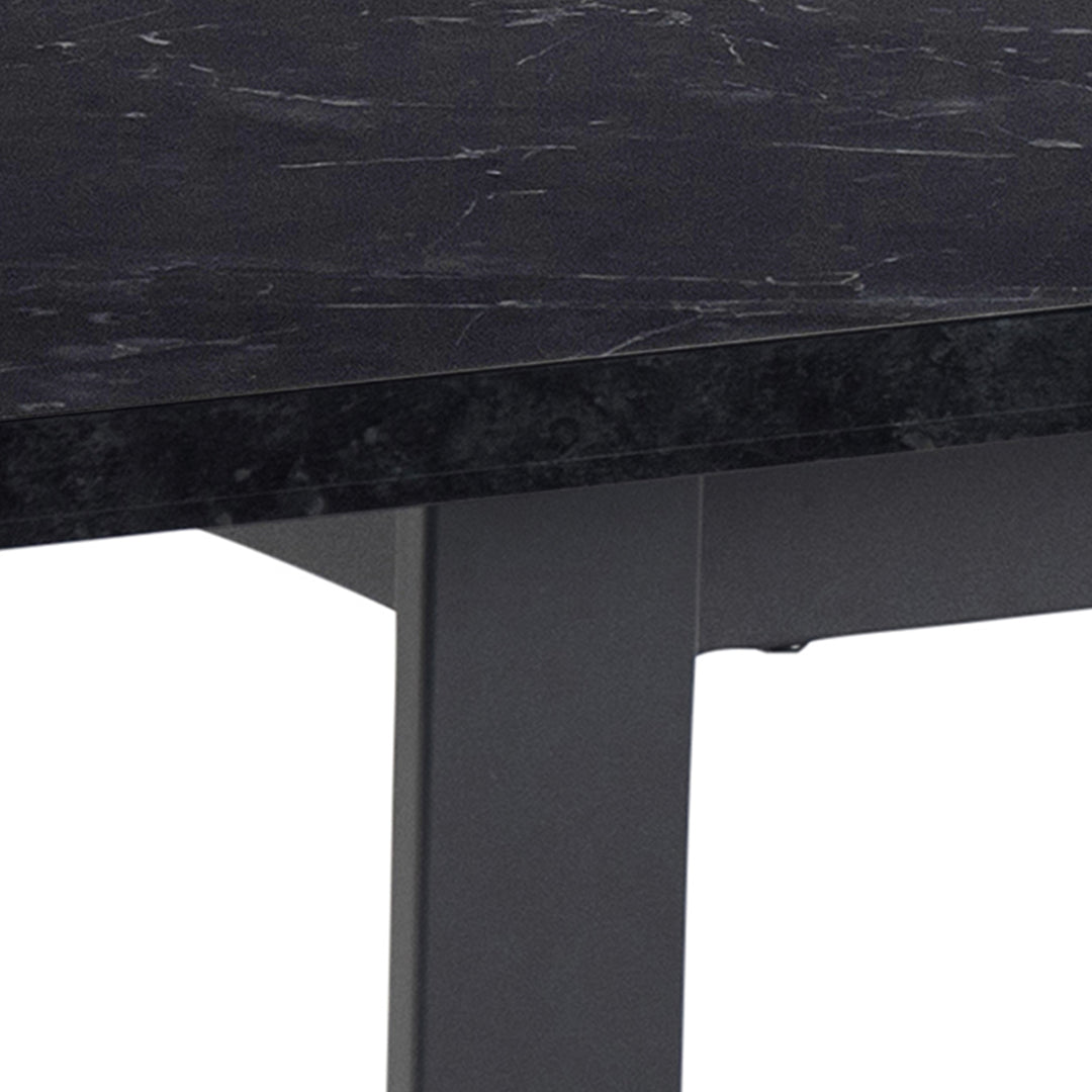 Amble Dining Table with Black Marble Melamine Top & Black Legs