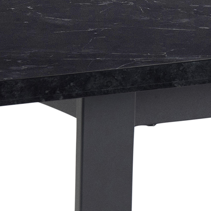 Amble Dining Table with Black Marble Melamine Top & Black Legs