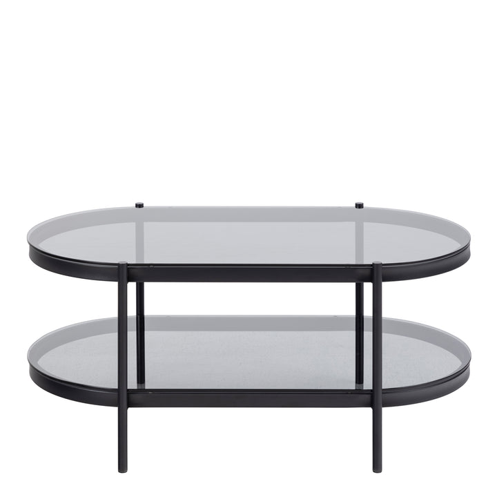 Bayonne Oval Coffee Table with Smoked Glass Top