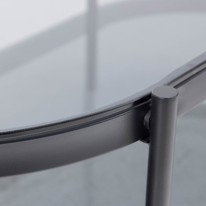 Bayonne Oval Coffee Table with Smoked Glass Top