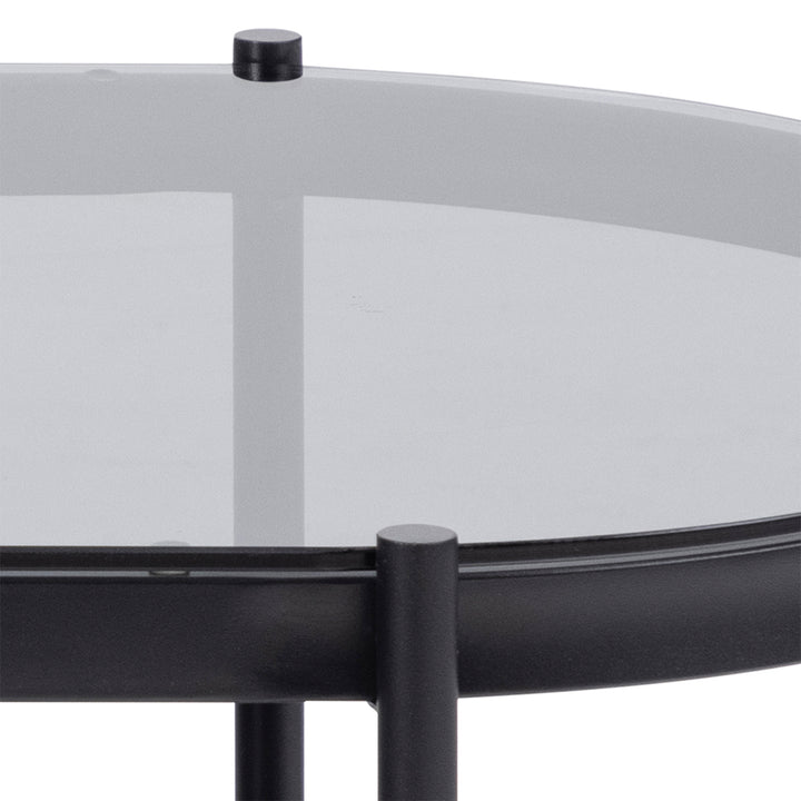 Bayonne Oval Coffee Table with Smoked Glass Top