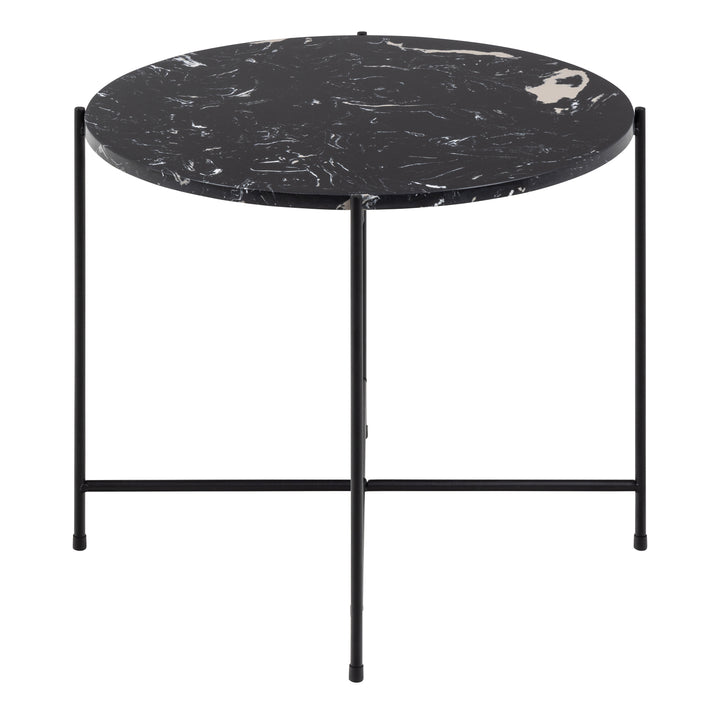 Avila Side Table with Black Polished Marble Stone 52x40cm