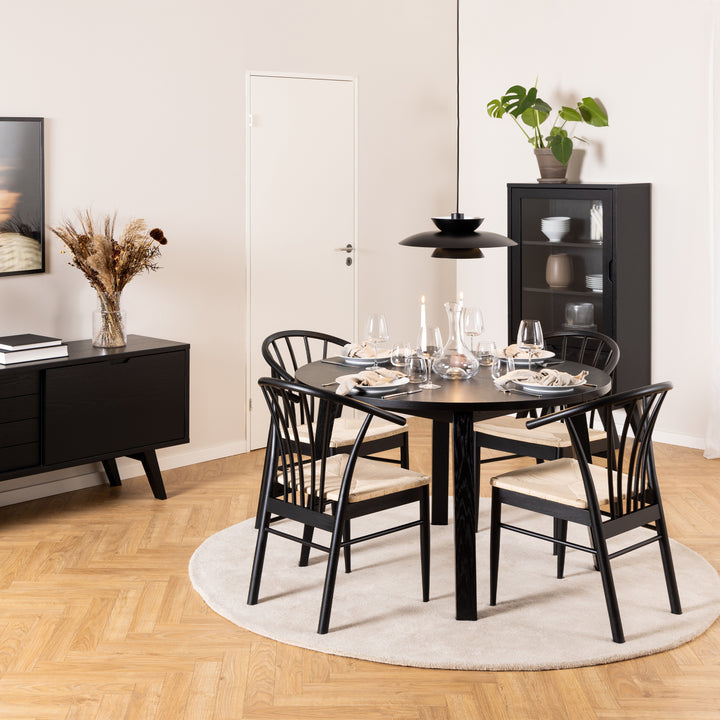 Cassandra Dining Chair with Armrest in Black Set of 2