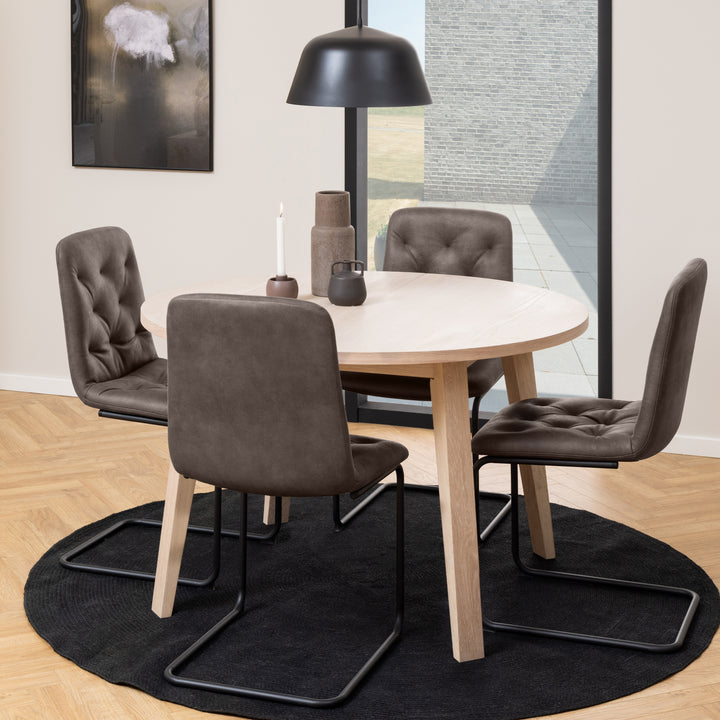 A-Line Round Extendable Dining Table in White Oak 120/220 x 120 x 75cm