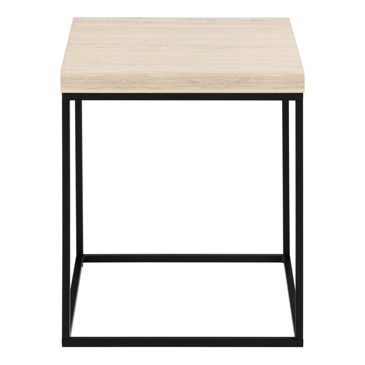 Barossa Coffee Table with Travertine Rough Paper Top & Black Powder Steel Base 40cm