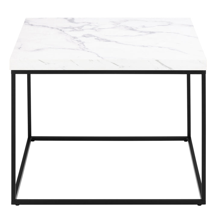 Barossa Coffee Table with White Marble Carrara Top & Black Steel Base 60cm