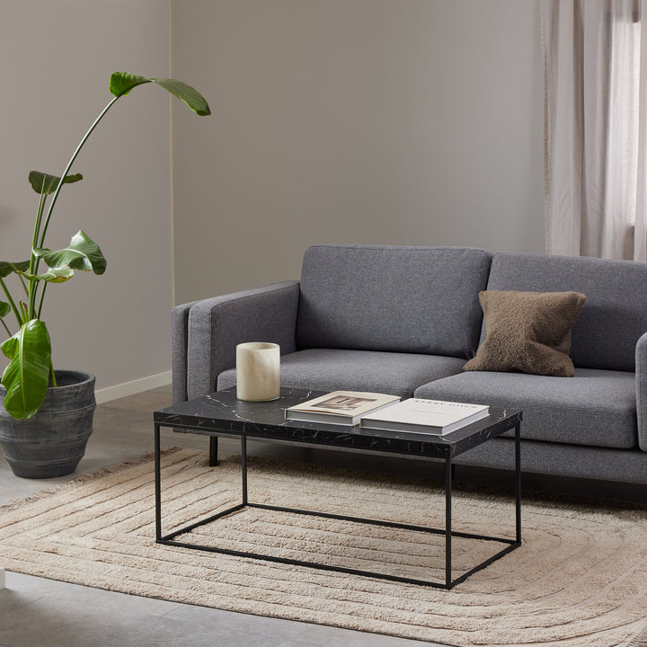 Barossa Coffee Table with Black Marble Marquina Top & Black Steel Base 110x55x45cm