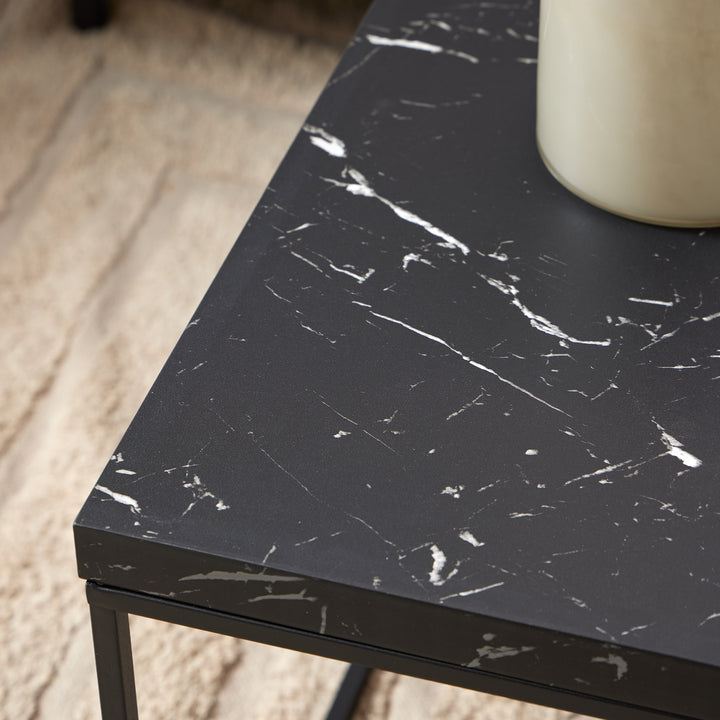 Barossa Coffee Table with Black Marble Marquina Top & Black Steel Base 110x55x45cm