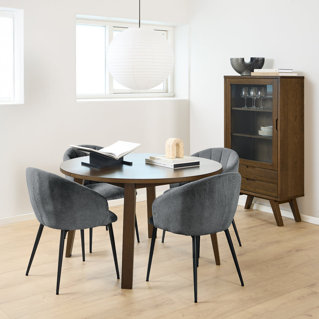A-Line Round Extendable Dining Table in Smoked Oak 120/220 x 120 x 75cm