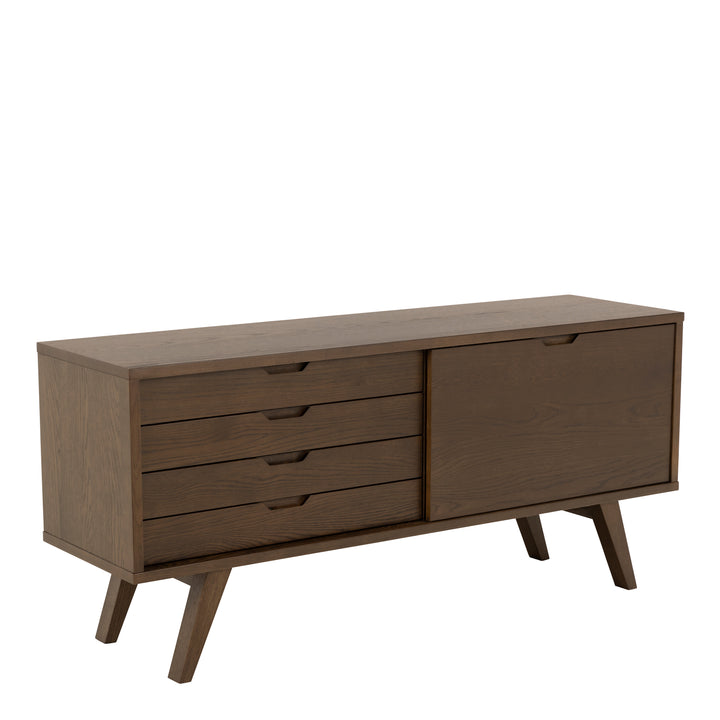 A-Line Sideboard with 4 Drawers and Sliding Door in Smoked Oak