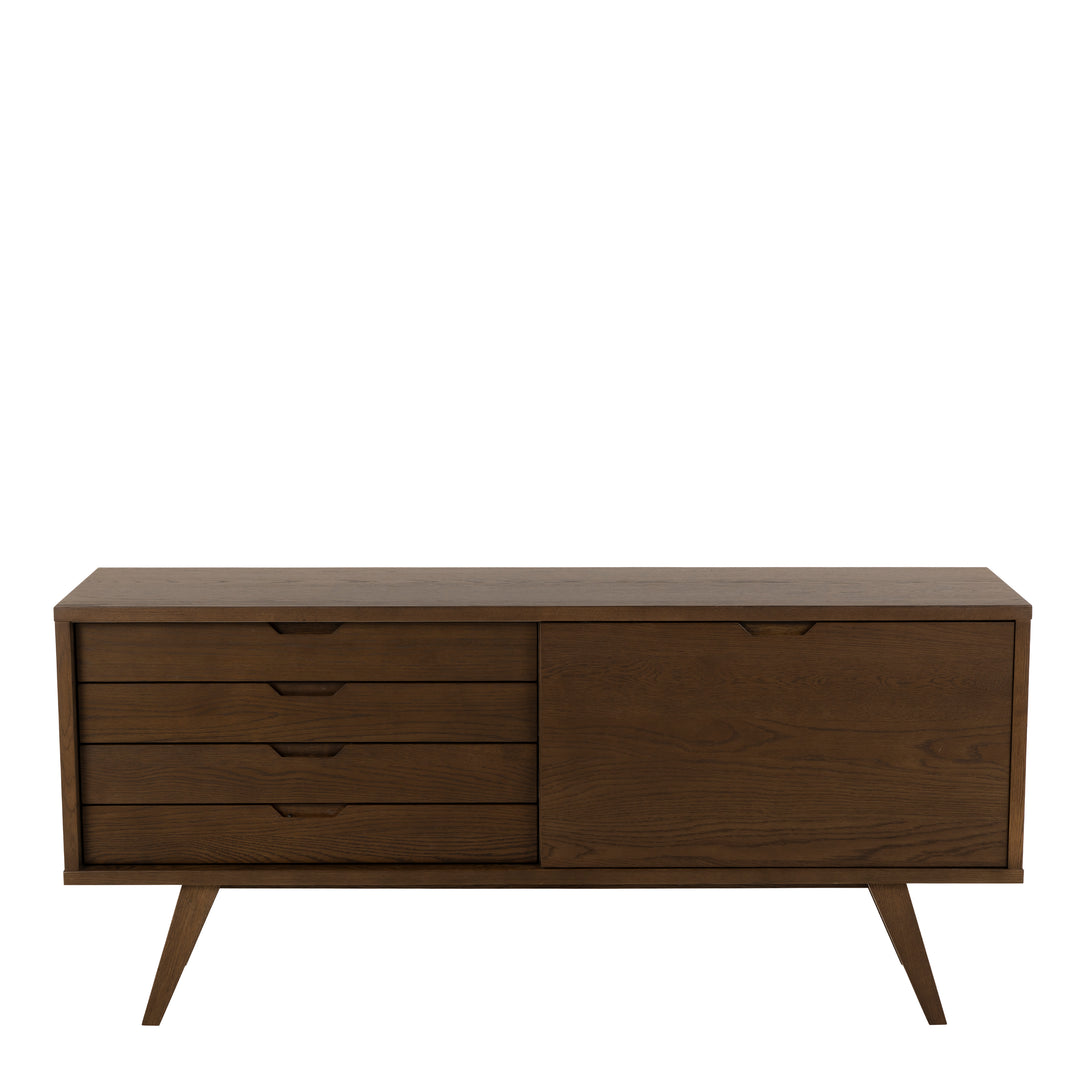 A-Line Sideboard with 4 Drawers and Sliding Door in Smoked Oak