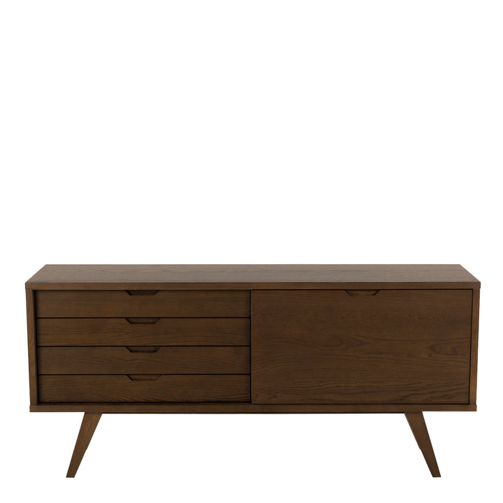A-Line Sideboard with 4 Drawers and Sliding Door in Smoked Oak