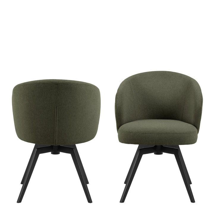 Darlene Dining Chair with Armrest and Swivel Function in Green
