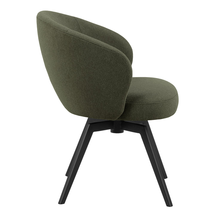 Darlene Dining Chair with Armrest and Swivel Function in Green