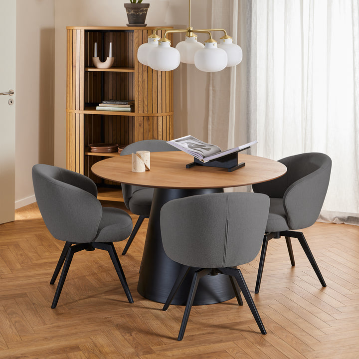 Darlene Dining Chair with Armrest and Swivel Function in Grey