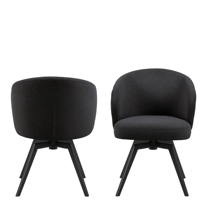 Darlene Dining Chair with Armrest and Swivel Function in Black