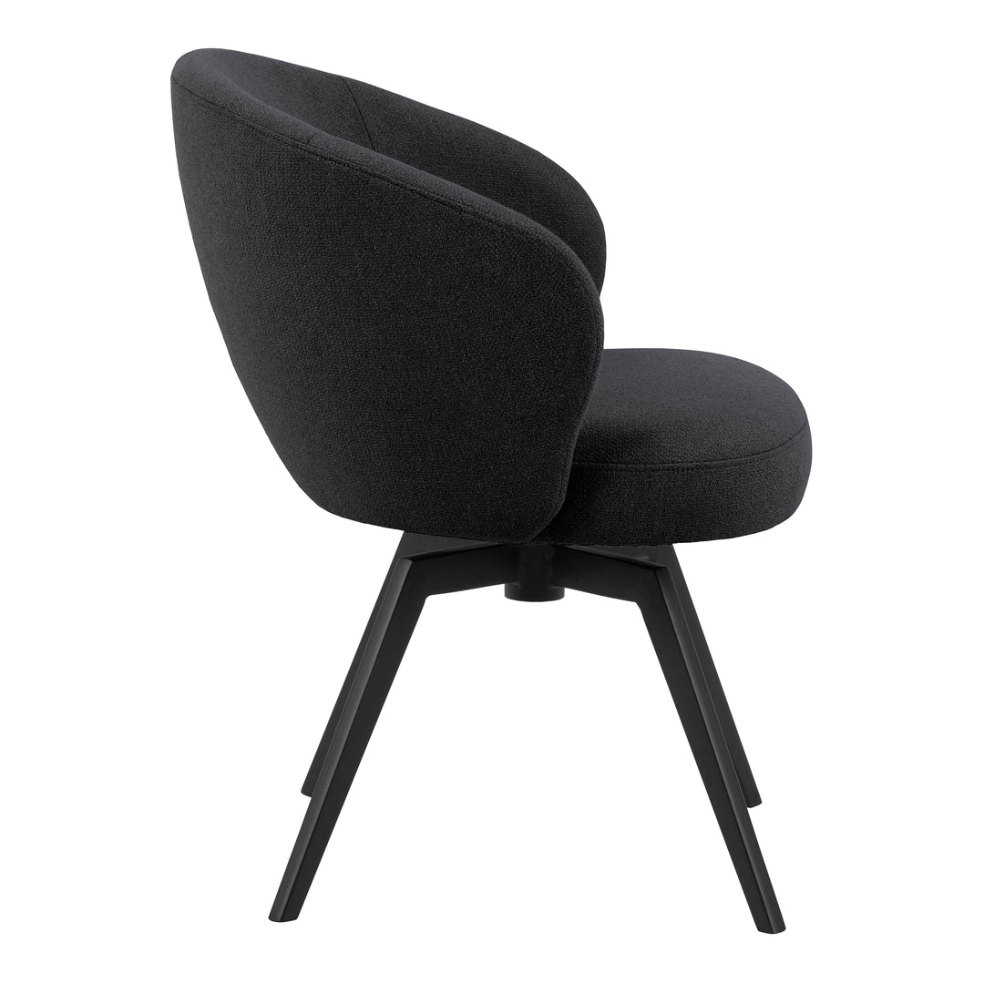 Darlene Dining Chair with Armrest and Swivel Function in Black