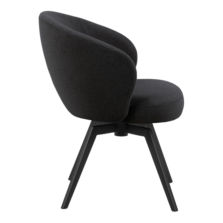 Darlene Dining Chair with Armrest and Swivel Function in Black
