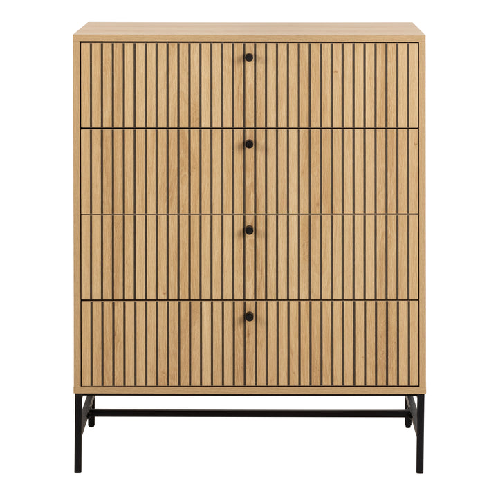 Albany Chest of 4 Drawers in Oak/Black Legs