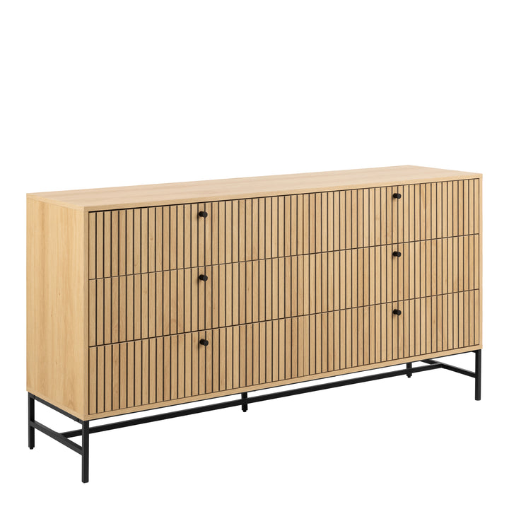 Albany Wide Chest of 6 Drawers in Oak/Black Legs