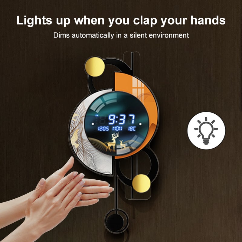 Glory Digital Wall Clock with LED Display 670mm