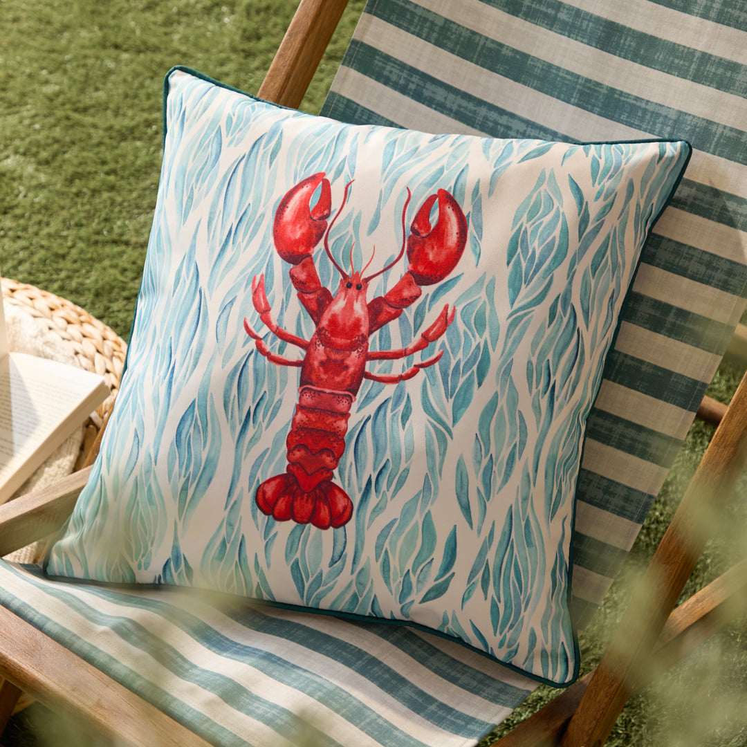 Abersoch Lobster 45x45 Outdoor Cushion Case Marine