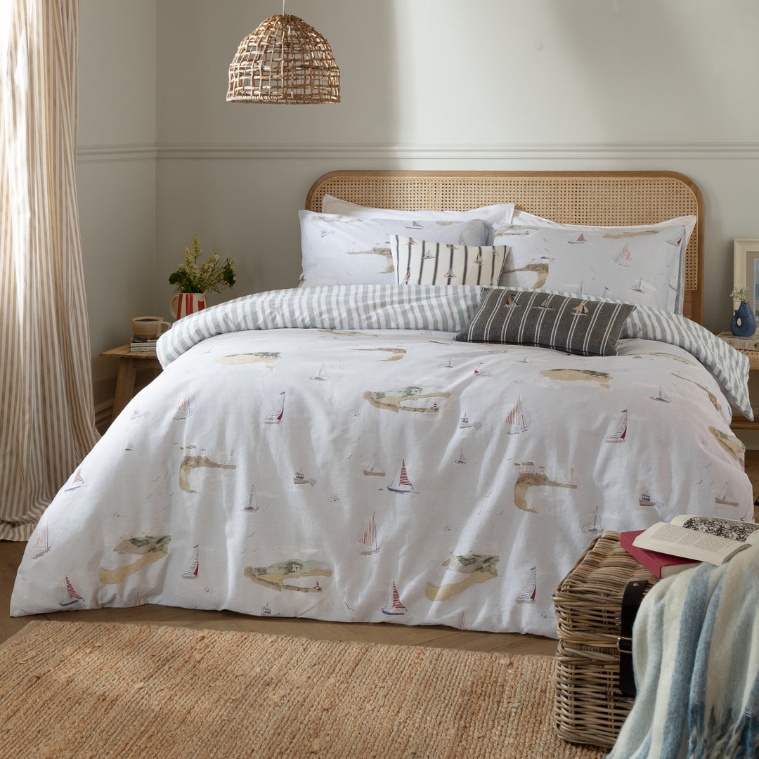 Abersoch Shore Double Duvet Set Sky Blue
