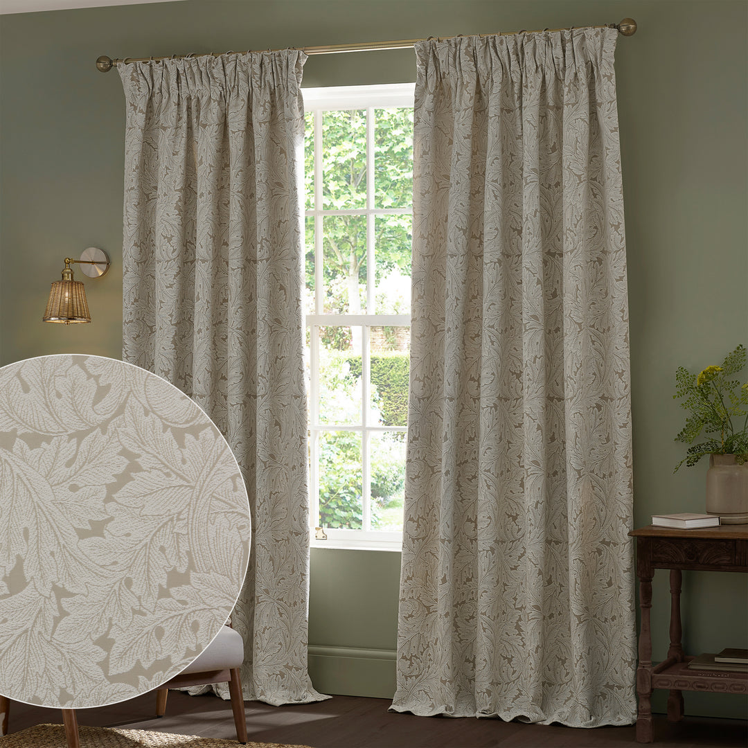 Acanthus 117x183 Pencil Pleat Curtains Linen
