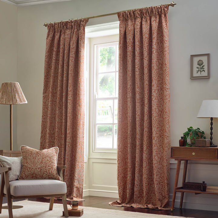 ACORN TONAL 117X137 PENCIL PLEAT CURTAINS BRICK