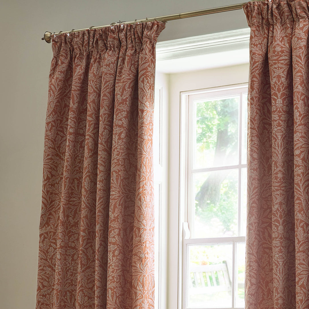ACORN TONAL 117X137 PENCIL PLEAT CURTAINS BRICK