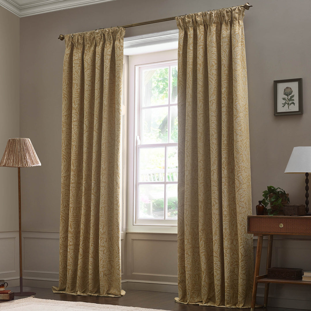 Acorn Tonal 117x137 Pencil Pleat Curtains Gold - image 7