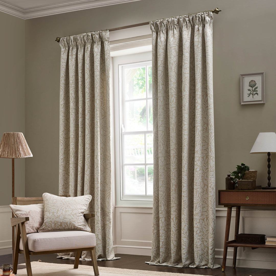 ACORN TONAL 117X137 PENCIL PLEAT CURTAINS LINEN