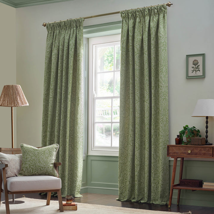 Acorn Tonal 167x137 Pencil Pleat Curtains Sage - image 2