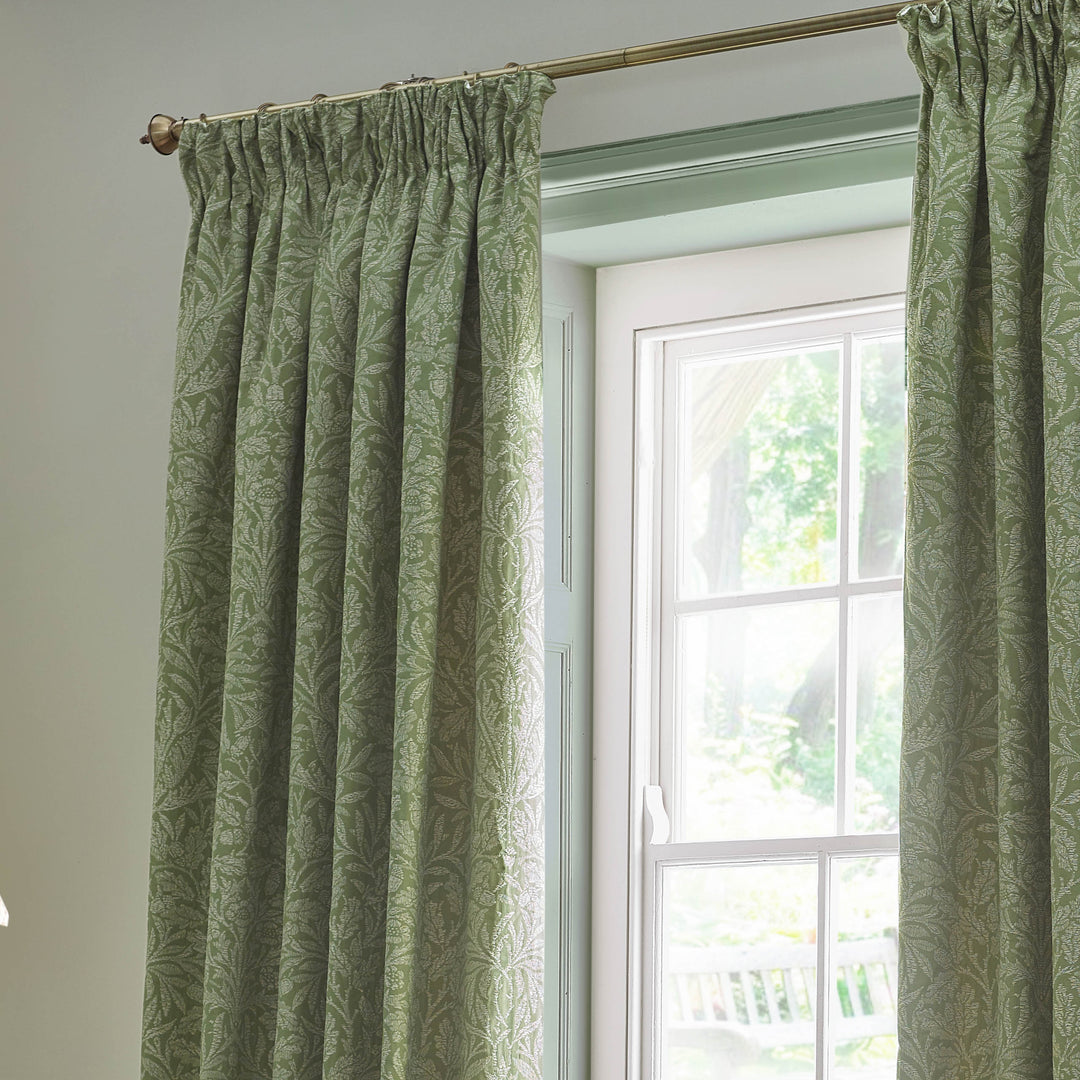 Acorn Tonal 167x137 Pencil Pleat Curtains Sage - image 3