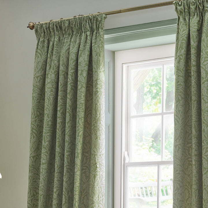 Acorn Tonal 167x137 Pencil Pleat Curtains Sage - image 3