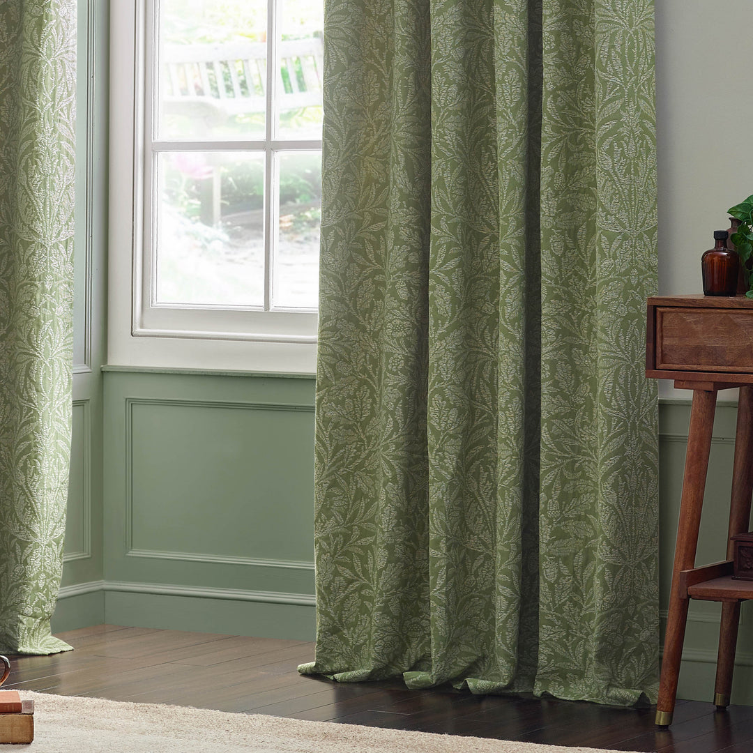 Acorn Tonal 167x137 Pencil Pleat Curtains Sage - image 4