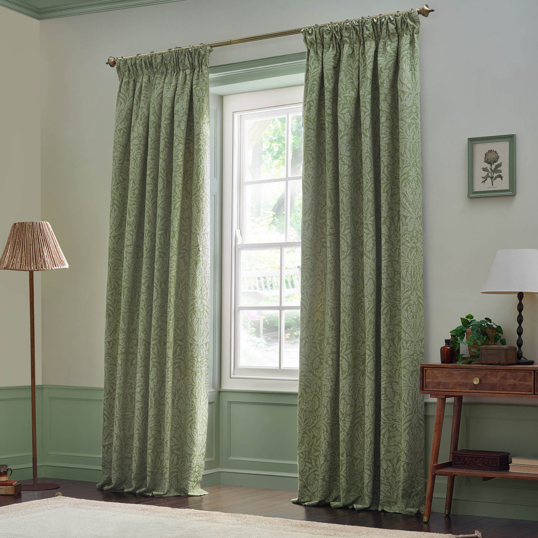 Acorn Tonal 167x137 Pencil Pleat Curtains Sage - image 7