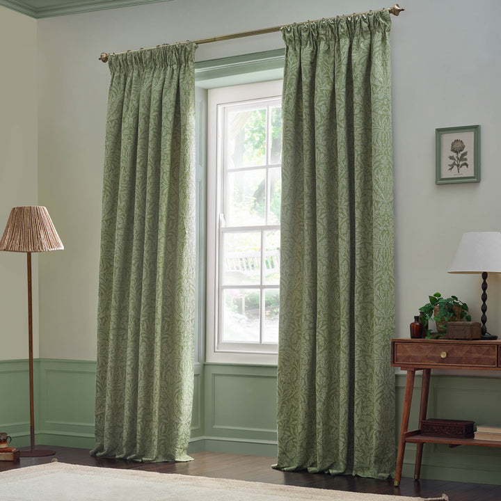 Acorn Tonal 167x137 Pencil Pleat Curtains Sage - image 7